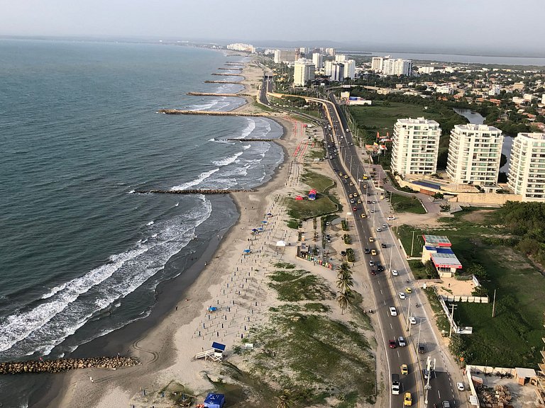 Hermoso Apto con Vista Directa al Mar, Piscina, Gimnasio, Sa